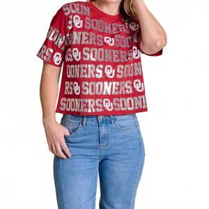 NEW STEWART SIMMONS sequin repeat tee in red